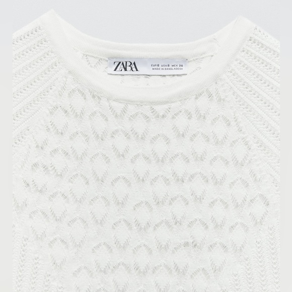 ZARA ● Pointelle Knit Top - Picture 3 of 4
